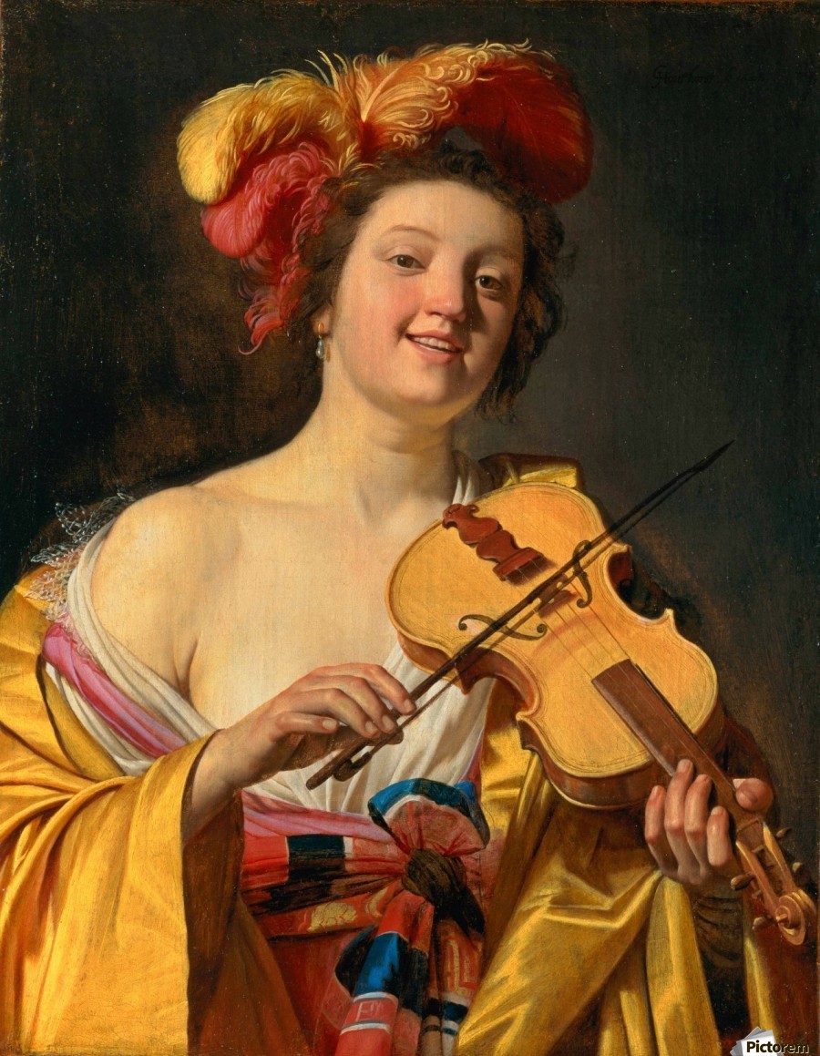 Woman playing the violin, 1626 by Gerard van Honthorst Wall Art